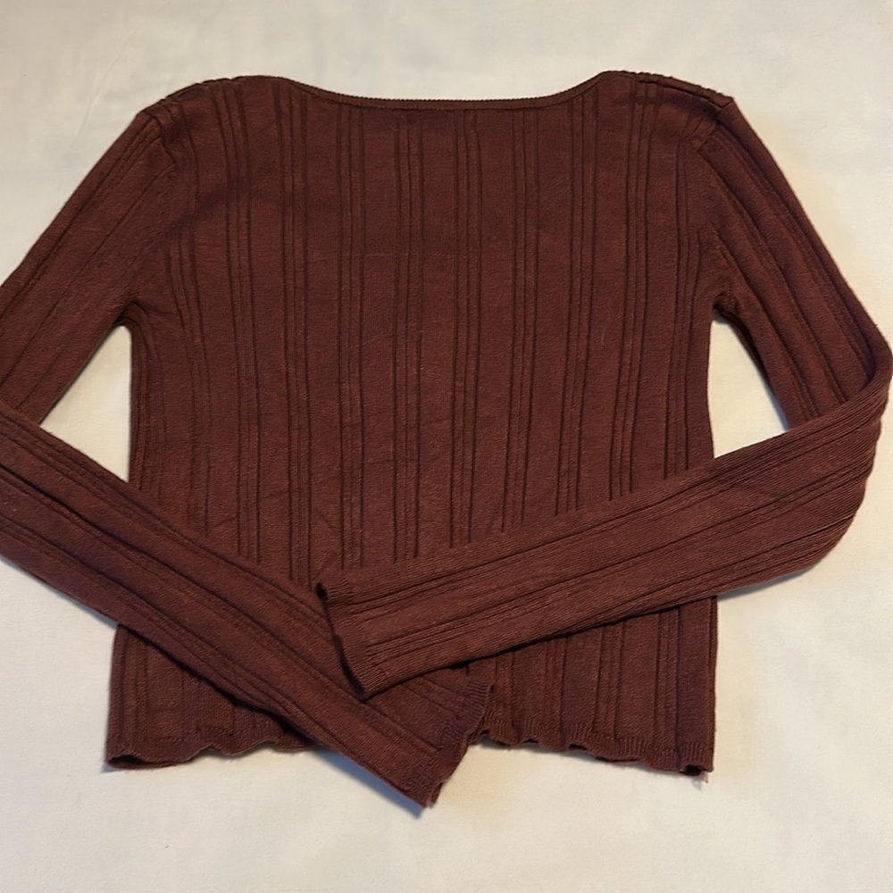 Pink Republic Maroon Ribbed Blouse Size Large - Picture 4 of 4